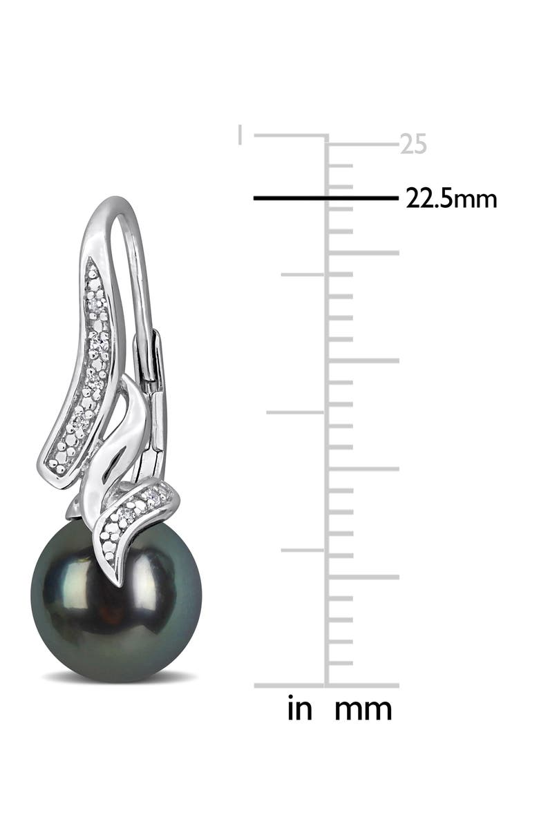 DELMAR Tahitian Pearl & Diamond Drop Earrings, Alternate, color, Black