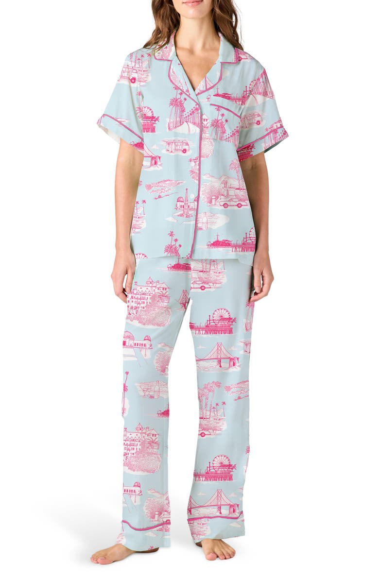 Katie Kime California Toile Cotton Blend Pajamas, Main, color, Blue