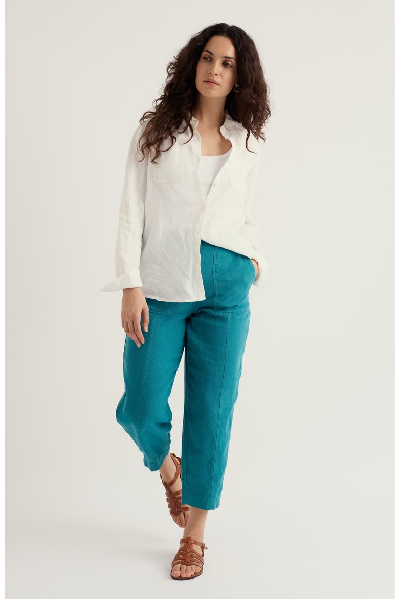 Saltings Cropped Linen Pants, Alternate, color, DEEP DIVE