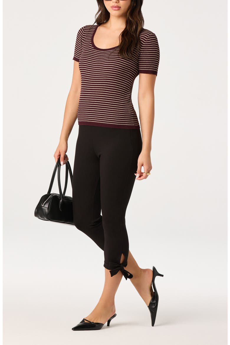 Eliza Tie Cuff Capri Pants, Alternate, color, BLACK