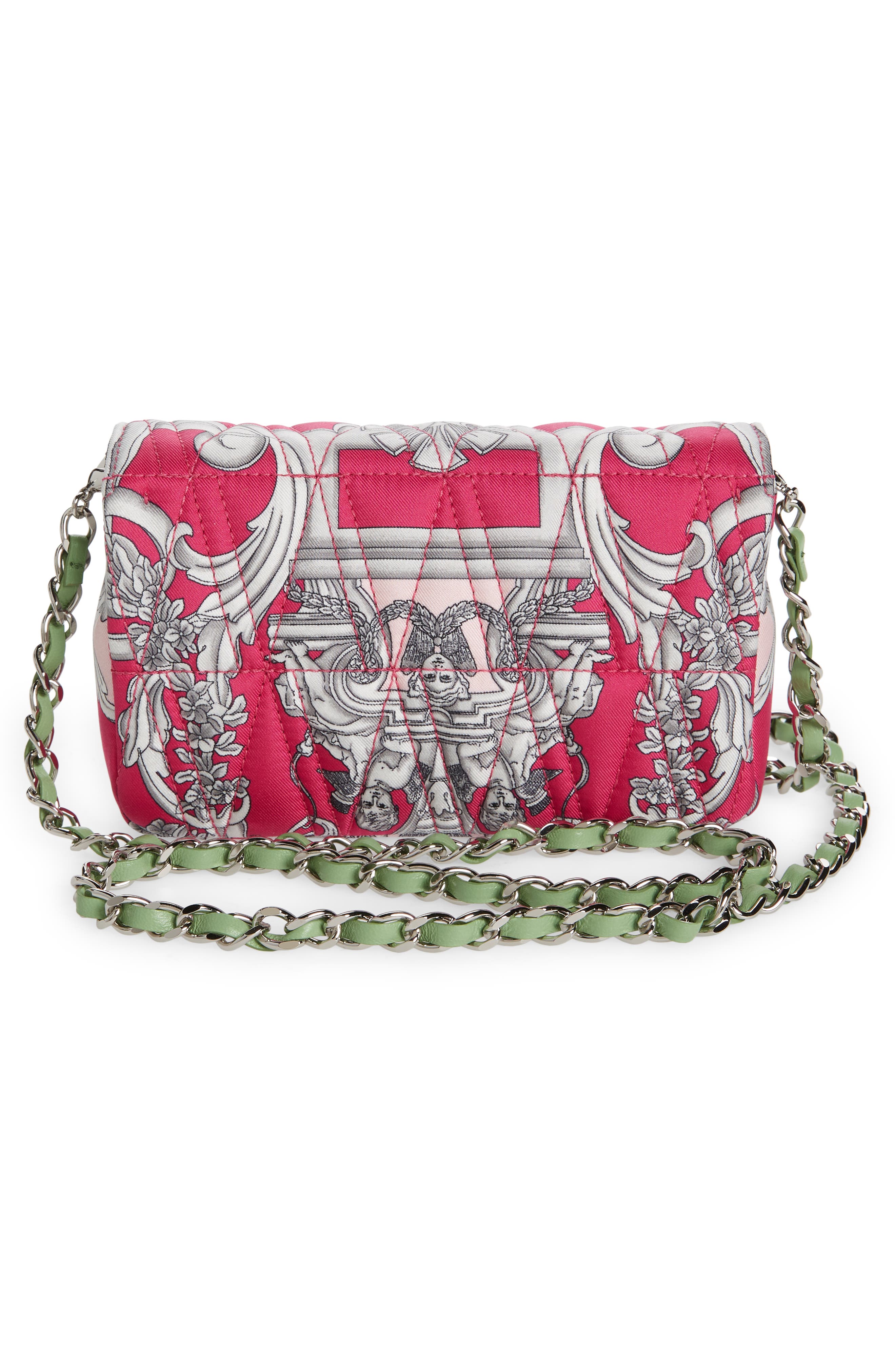 Versace Virtus Print Quilted Silk Twill Shoulder Bag, Alternate, color, 