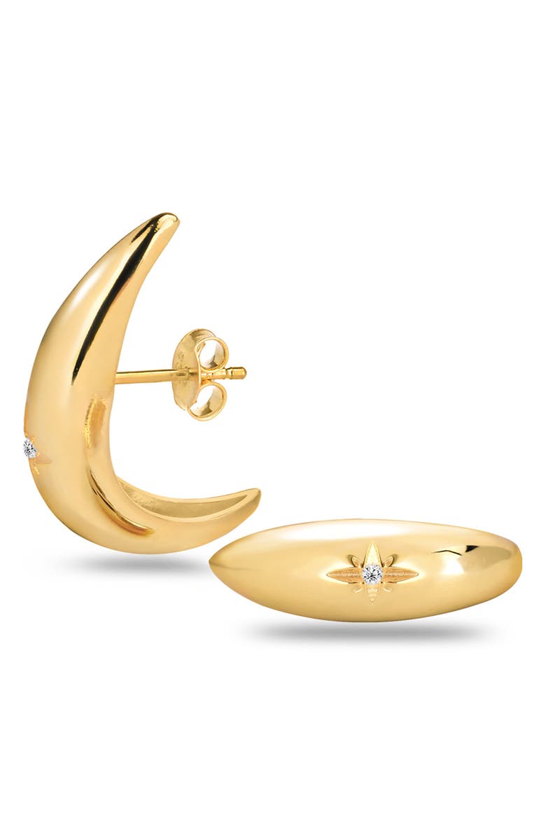 GABI RIELLE 14K Gold Plate Sterling Silver CZ Stargazer Cuff Stud Earrings, Main, color, Gold