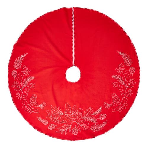 Tag Red Cotton Partridge Sprig Tree Skirt Christmas Decor In Red