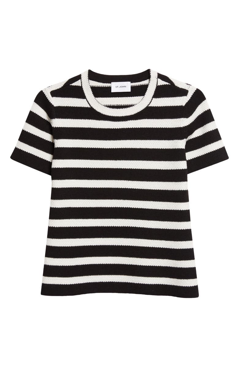 ST. JOHN Breton Stripe Wool Blend Sweater, Alternate, color, Black / Ecru Multi