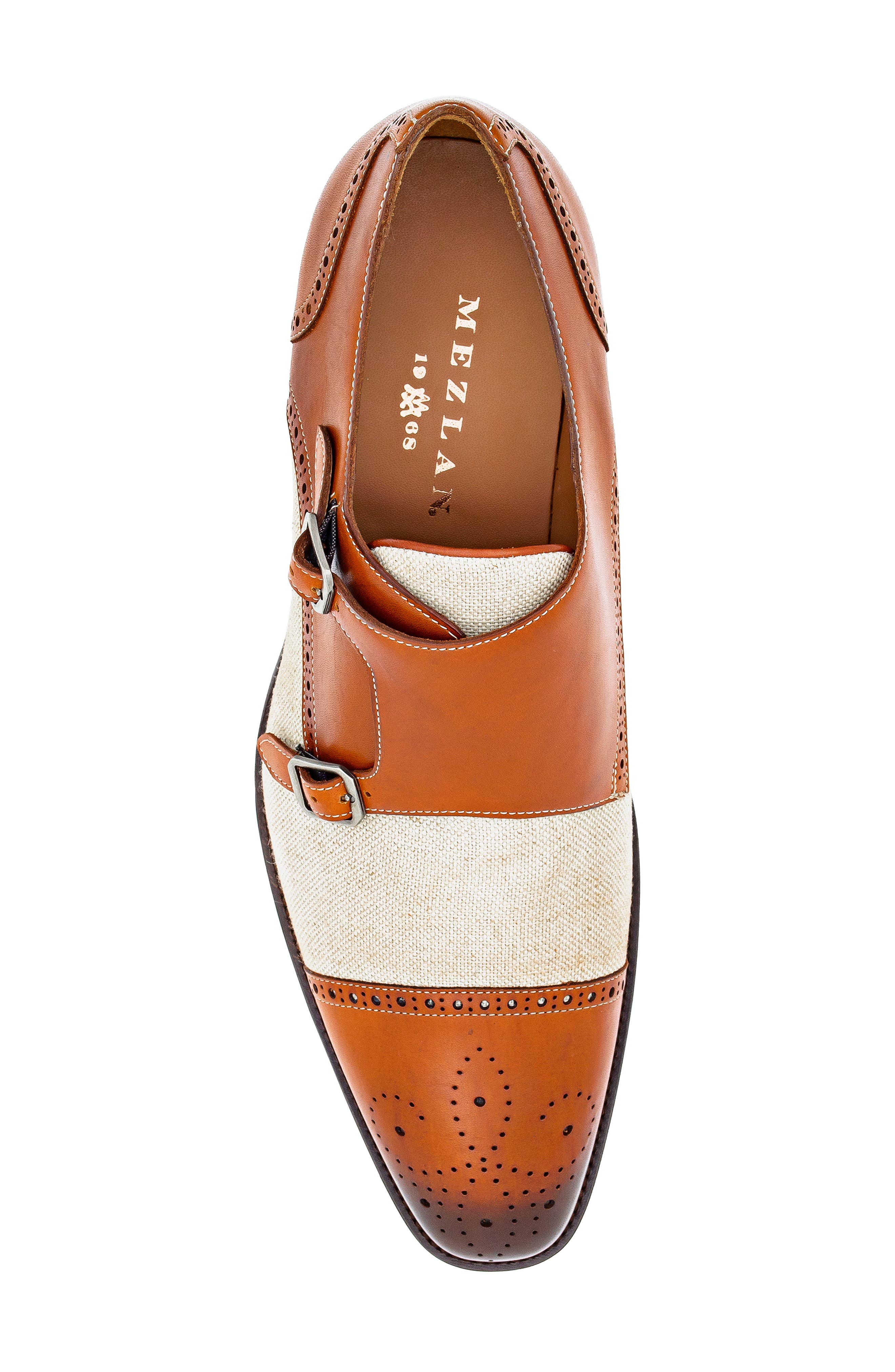 Mezlan Patina Monk Strap Loafer, Alternate, color, Dark Cognac/ Natural