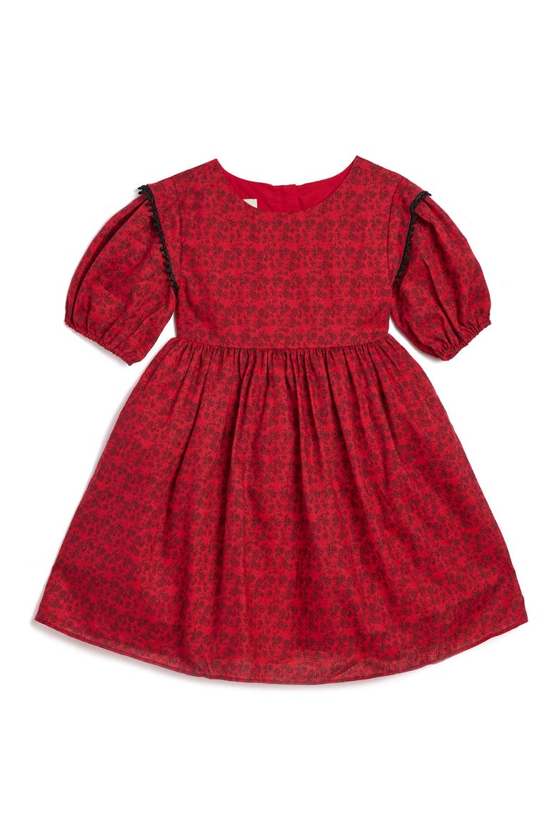 Kids' Floral Party Dress & Bloomers, Main, color, RED