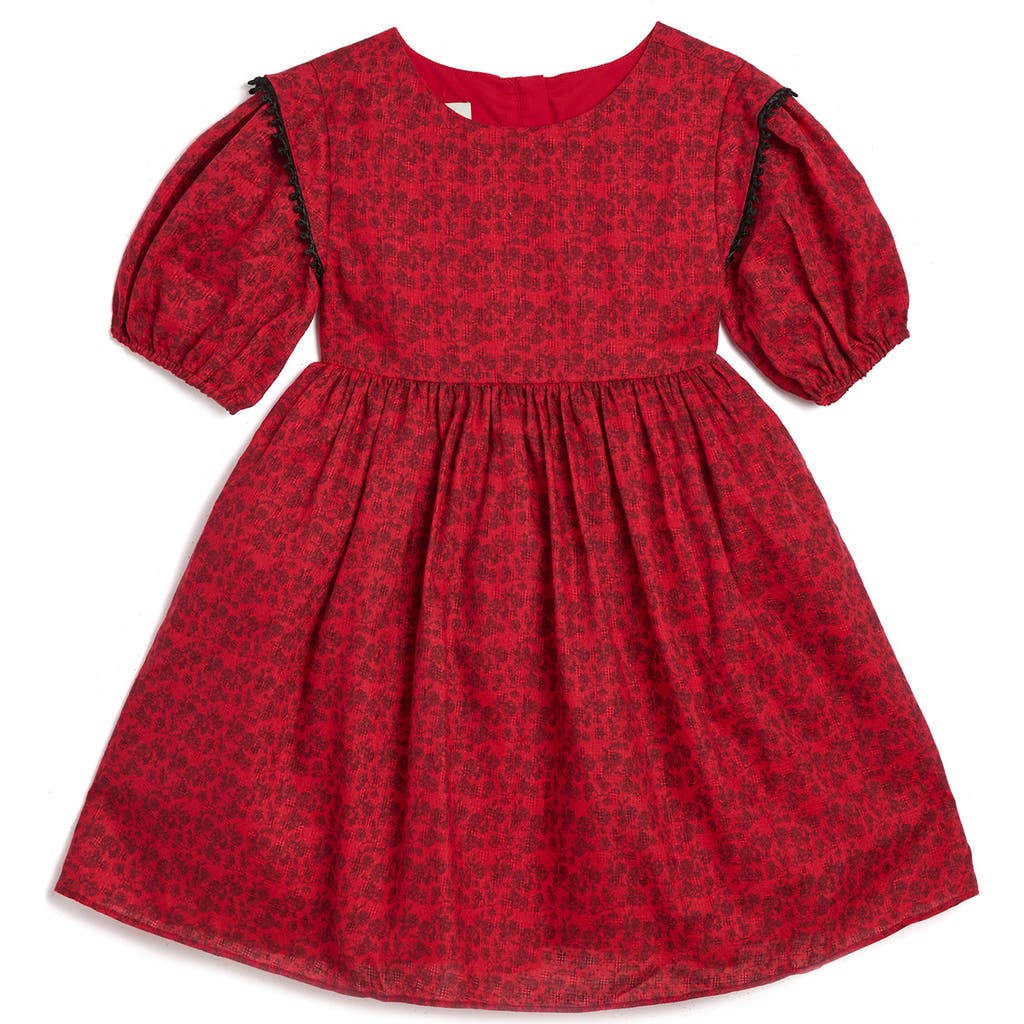 Pippa & Julie Kids' Floral Party Dress & Bloomers In Red