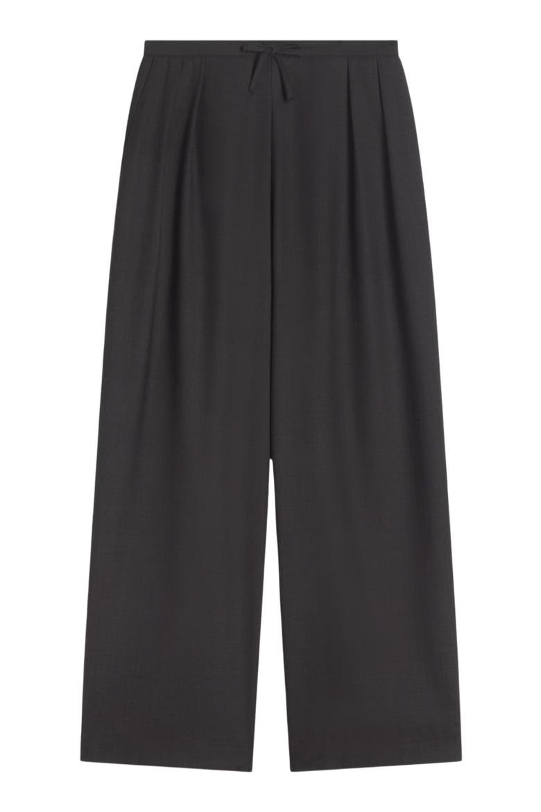 Waist Tie Wool Trousers, Alternate, color, Charcoal