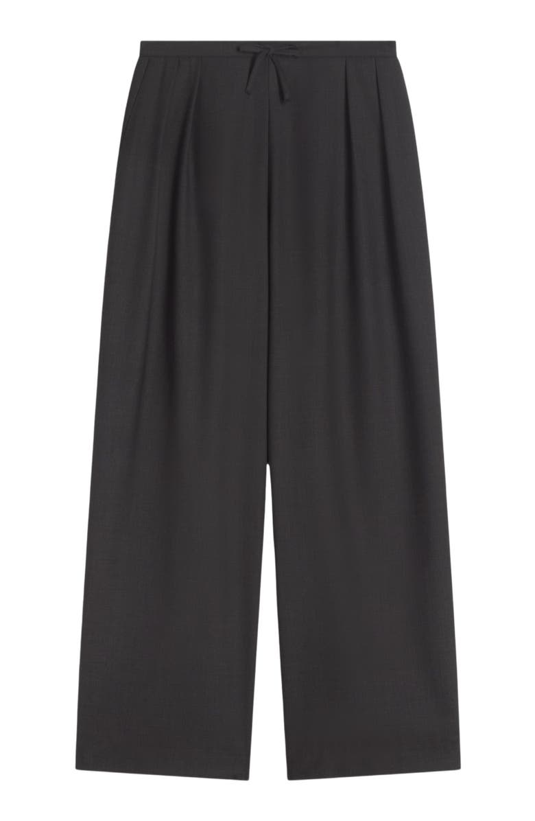 Almina Concept Waist Tie Wool Trousers, Alternate, color, Charcoal