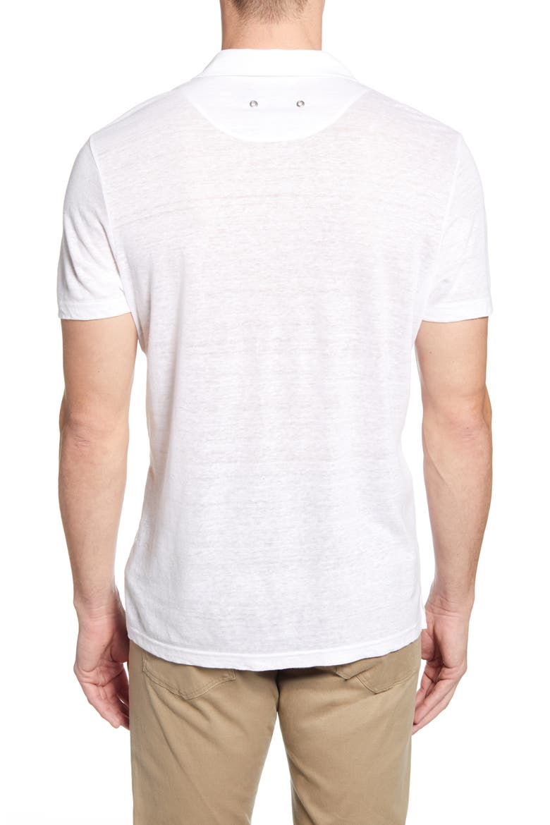 Men's Solid Linen Jersey Polo Shirt, Alternate, color, WHITE