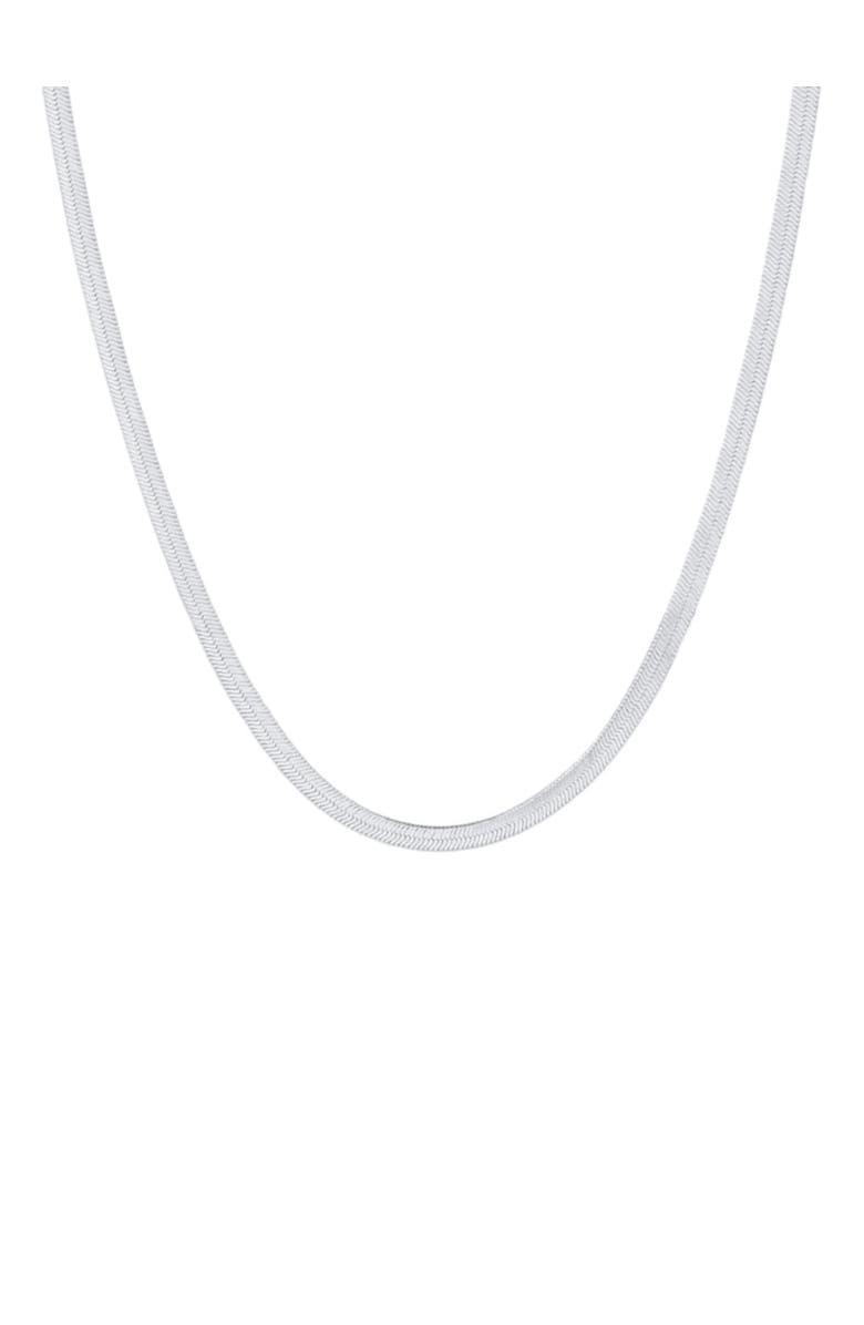 Hollywood Sensation Emra 18K White Gold Plated Snake Chain Necklace  Sleek Sophistication & Versatility, Main, color, Silver