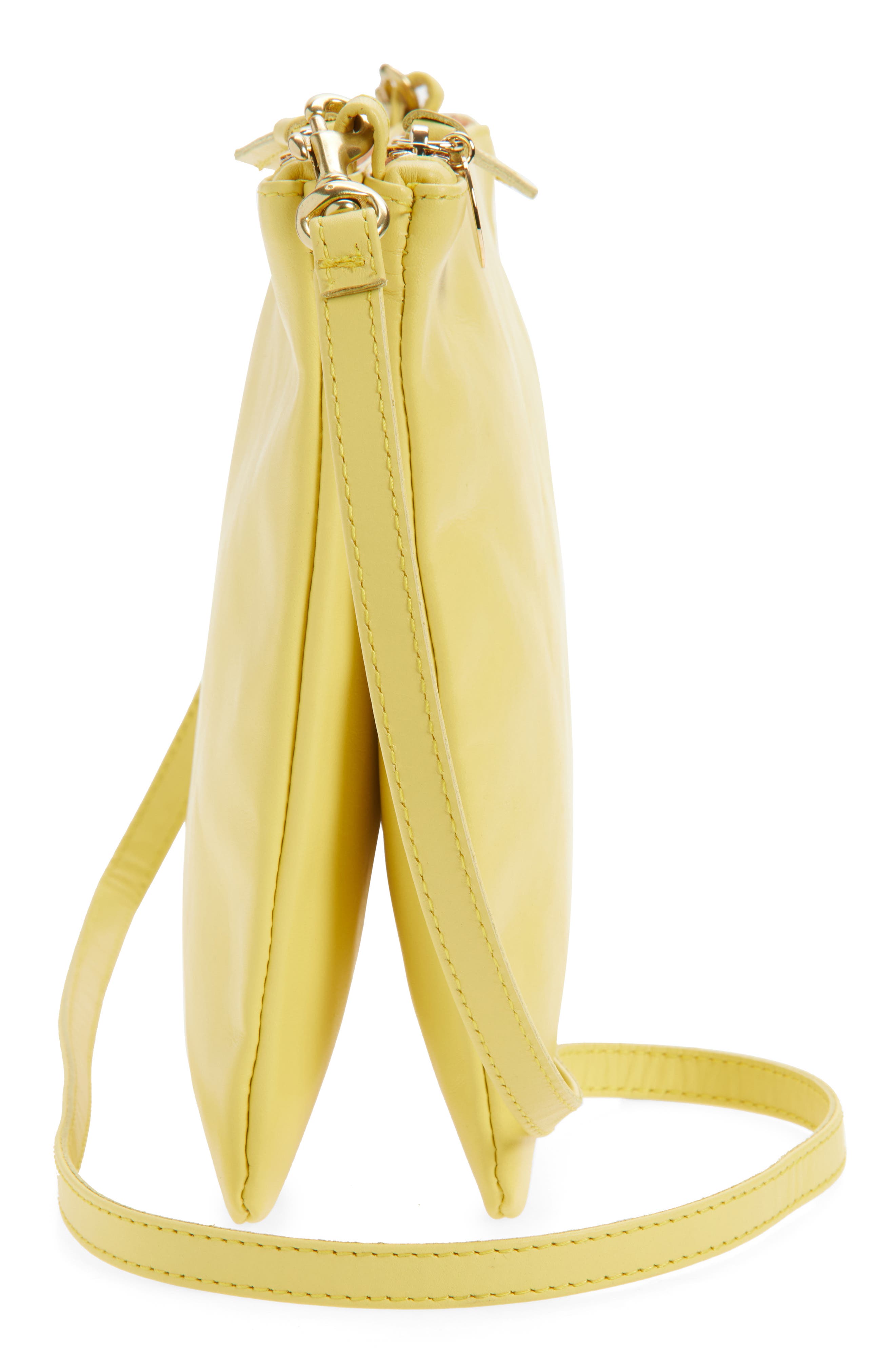 Clare V. Double Sac Bretelle Leather Crossbody Bag, Alternate, color, Butter