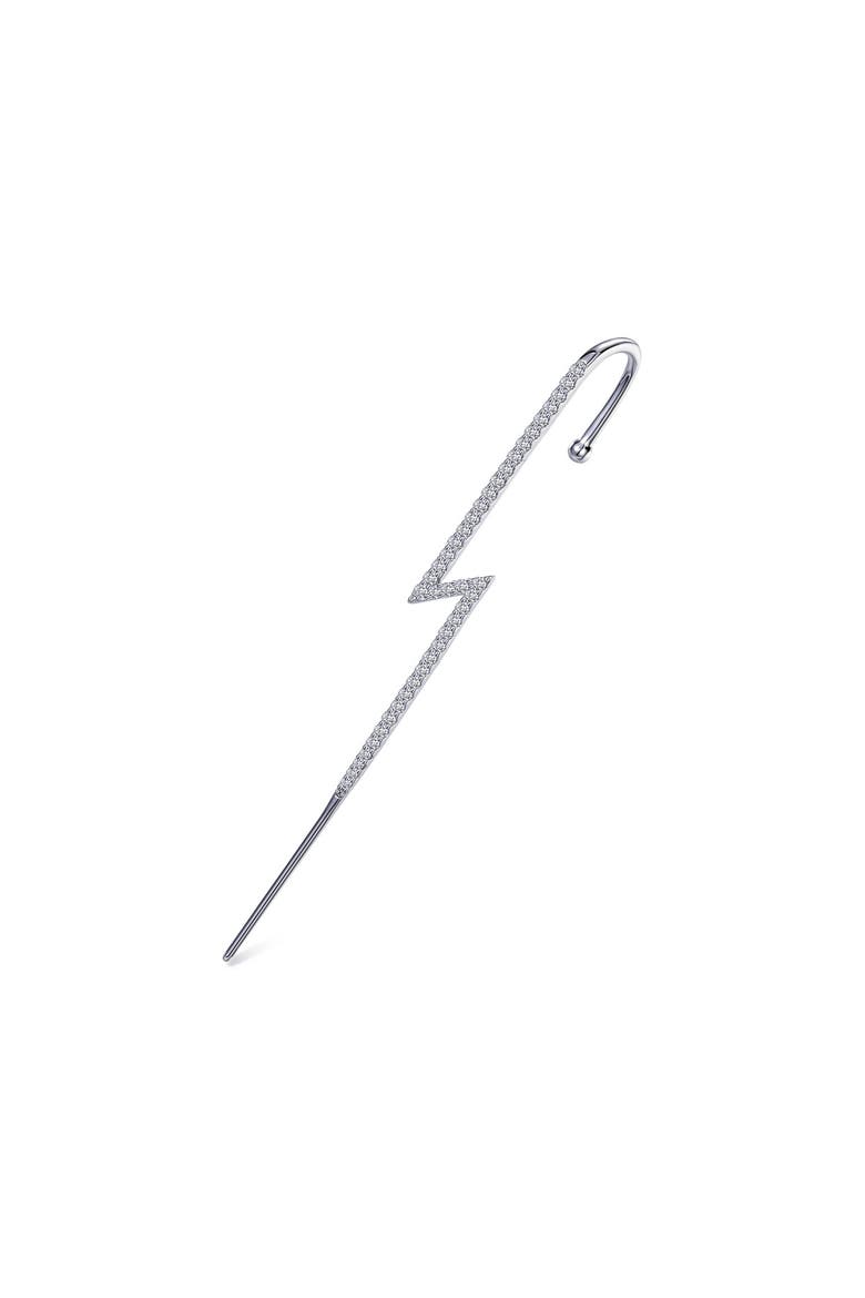 Lightning Bolt Simulated Diamond Ear Cuff, Main, color, WHITE
