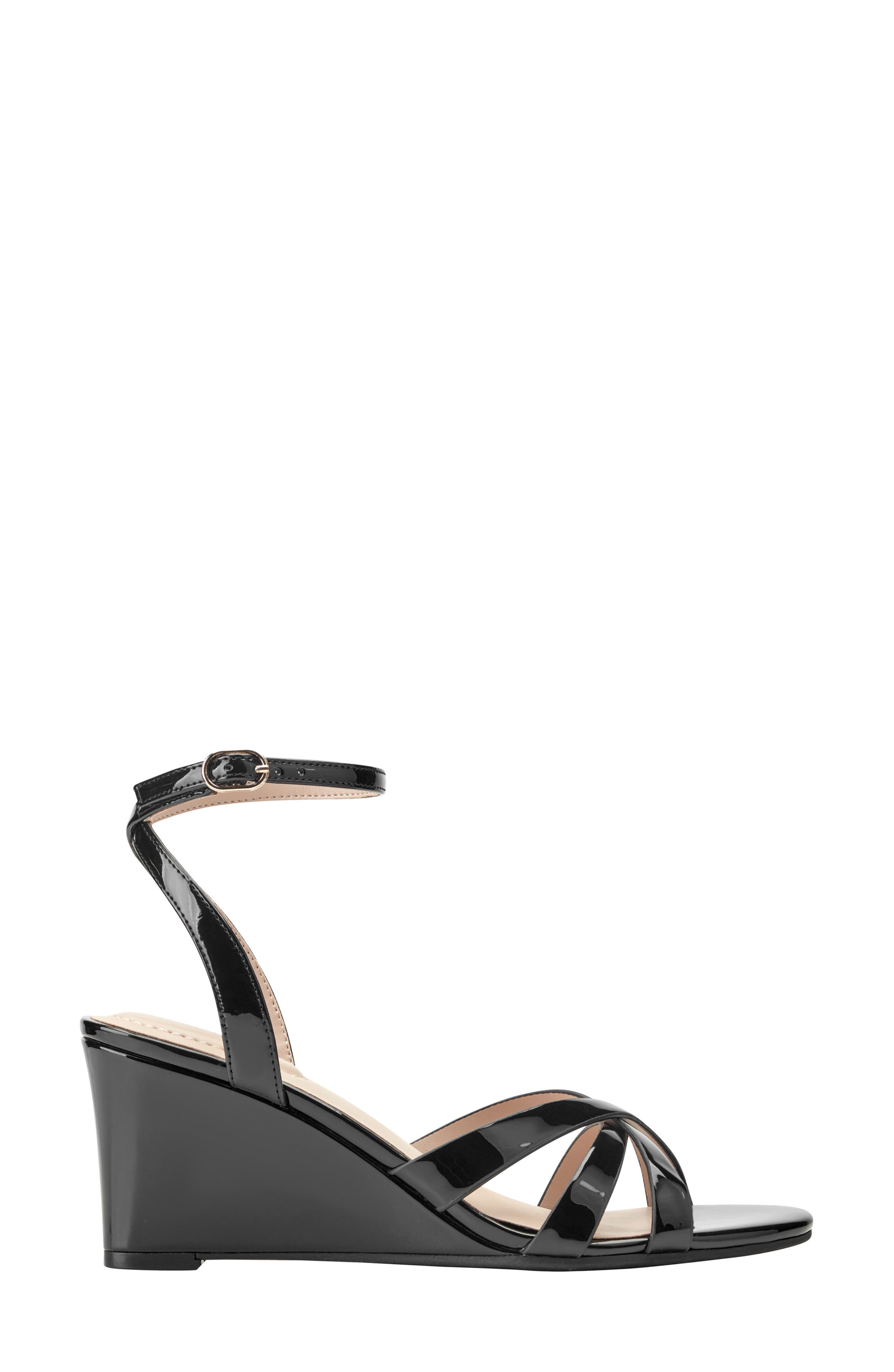 Bandolino Adler Ankle Strap Wedge Sandal, Alternate, color, Black 001