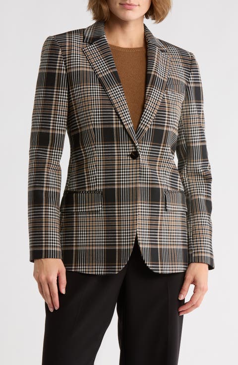 Plaid Notch Lapel Blazer