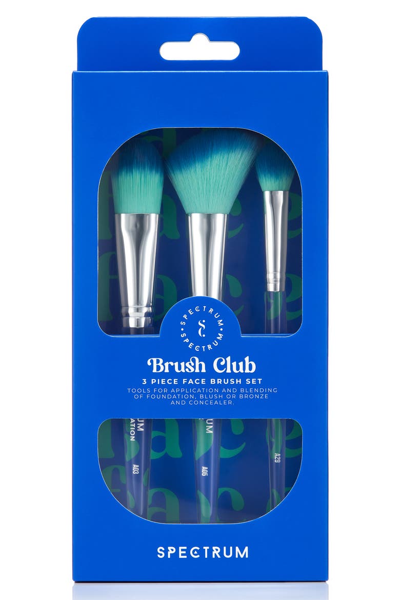 Brush Club The Face 3-Piece Makeup Brush Set, Alternate, color, BLUE