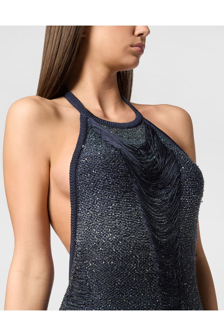 Paillettes Mini Dress Multicutting Women, Alternate, color, blue/white
