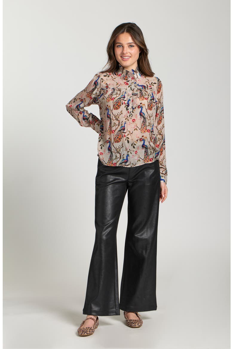 Ruffle Half-Placket Shirt, Alternate, color, ANTIQUE WHITE