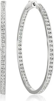 Crislu Pavé Cubic Zirconia Inside Out Hoop Earrings