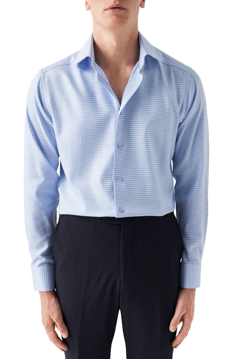 Eton Houndstooth Cotton Dress Shirt, Main, color, 