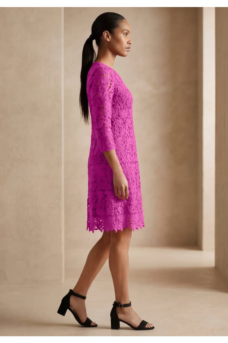 Lace Fit & Flare Dress, Alternate, color, DEEP ORCHID