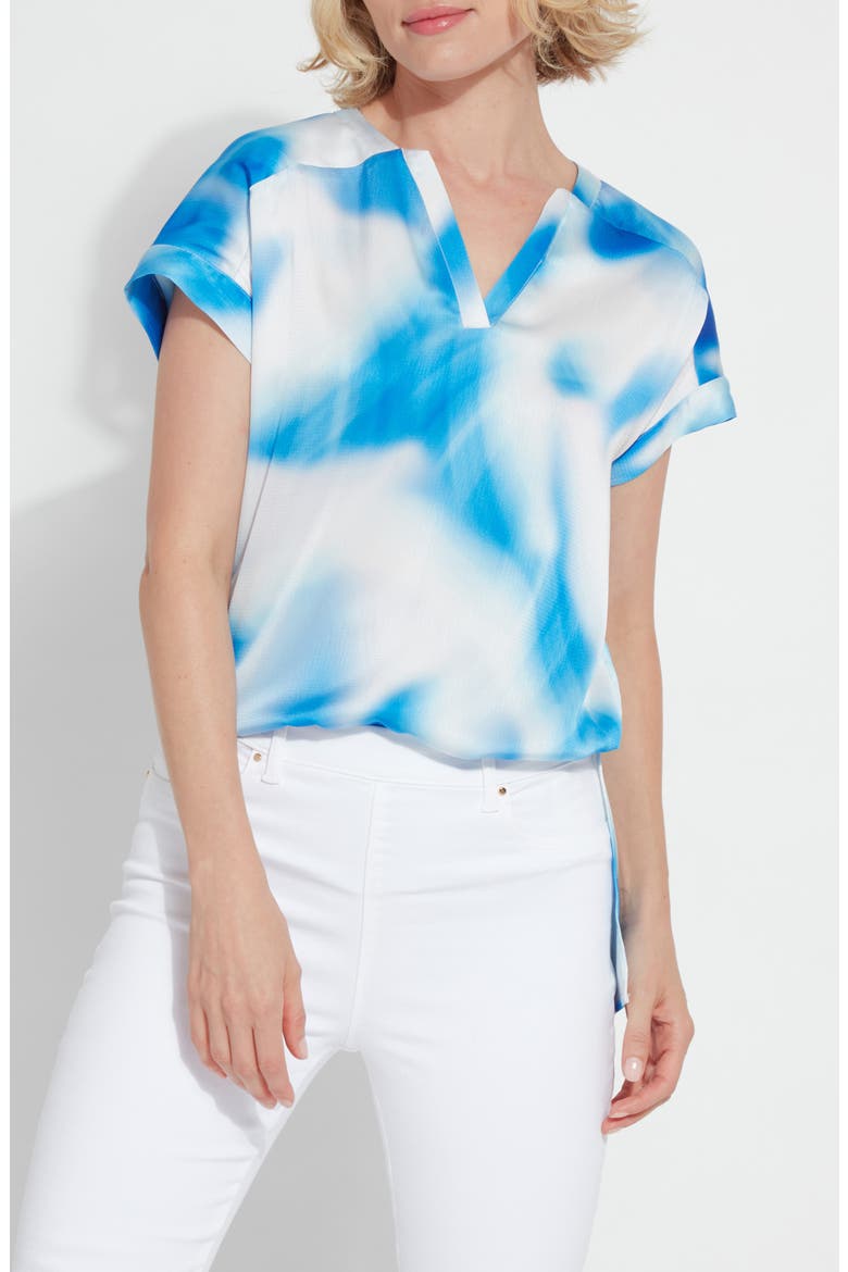 Coraline Print V-Neck Top, Alternate, color, DIGITAL BLUES