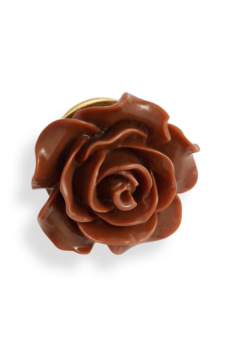 Floral Lapel Pin, Main, color, BROWN