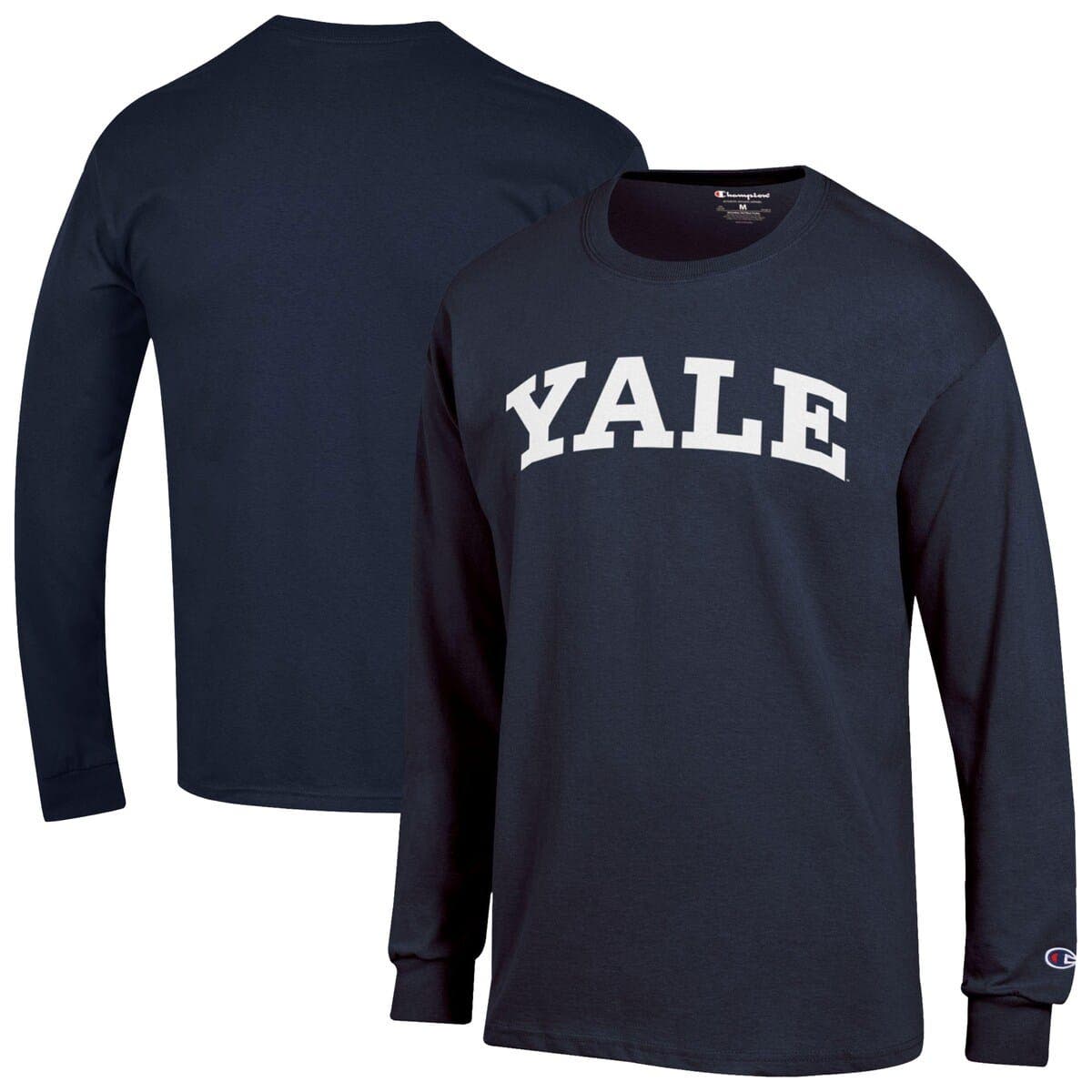 Men's Champion Navy Yale Bulldogs Basic Arch Long Sleeve T-Shirt