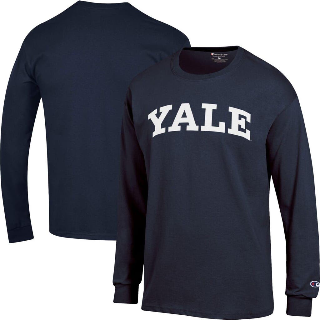 Champion Navy Yale Bulldogs Basic Arch Long Sleeve T-shirt In Blue