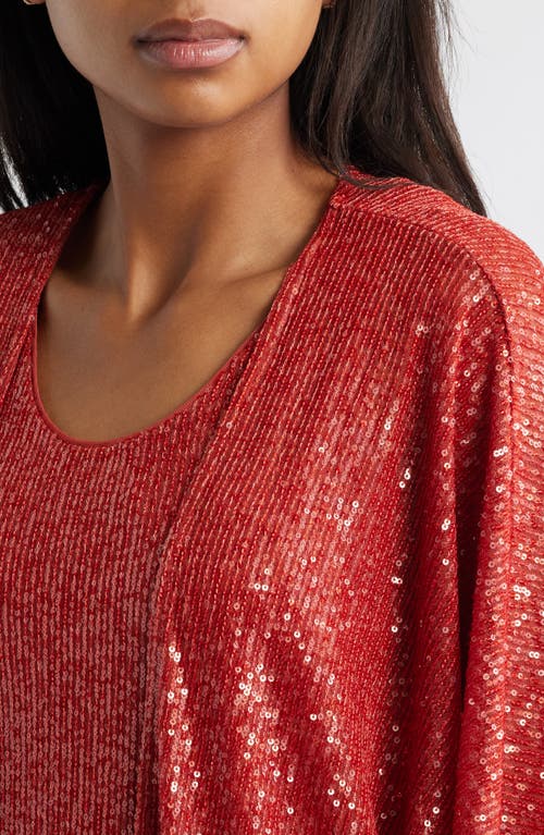 ANNE KLEIN ANNE KLEIN SEQUIN DRAPED OPEN FRONT CARDIGAN 