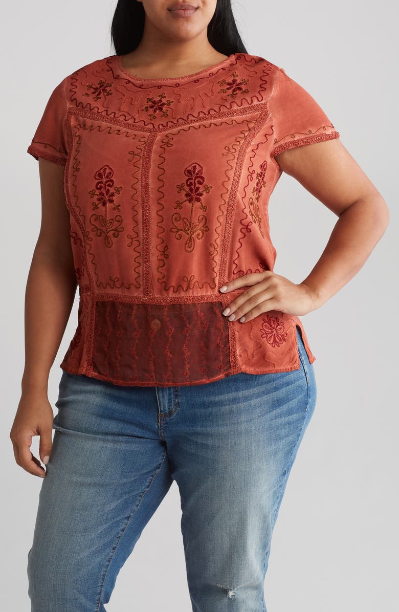 Forgotten Grace Mineral Wash Embroidered Top, Main, color, 
