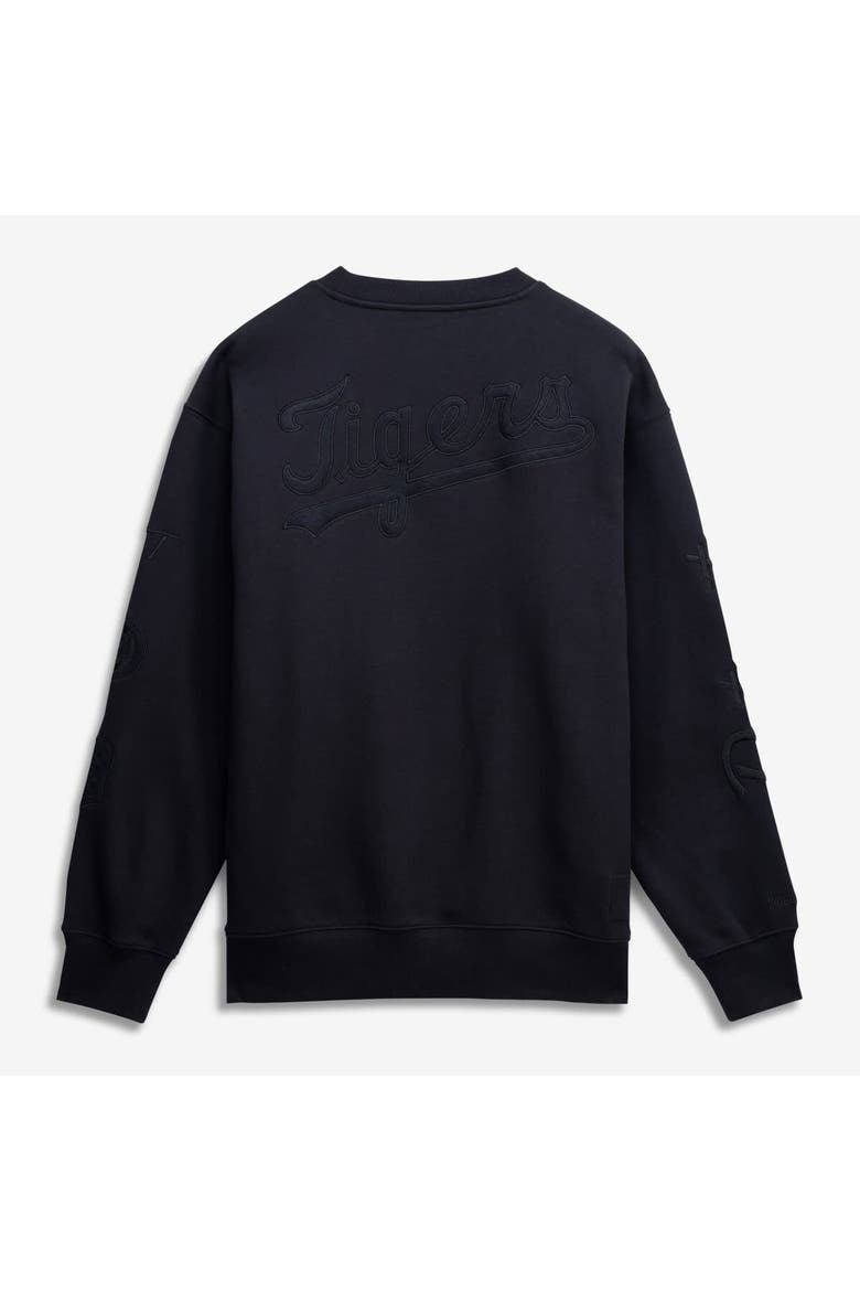 Men's Mitchell & Ness  Black Detroit Tigers Phantom Fleece Crewneck Sweatshirt, Alternate, color, Black