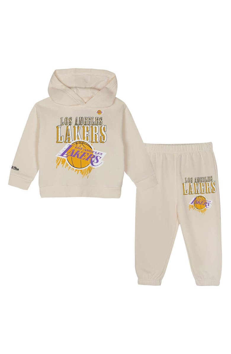Mitchell & Ness Toddler Mitchell & Ness Cream Los Angeles Lakers Hang Time Oversized Pullover Hoodie & Pants Set, Main, color,