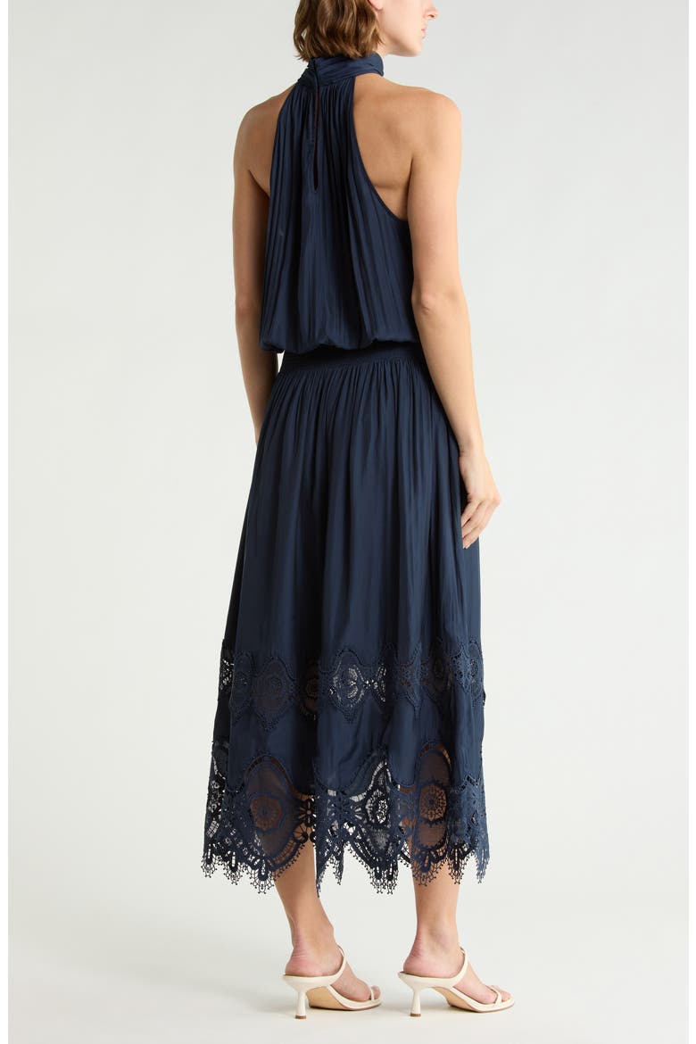 Elsie Embroidered Border Dress, Alternate, color, NAVY