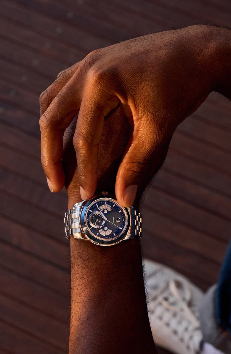 Citizen Calendrier Bracelet Watch, 41.8mm, Alternate, color, Silver-Tone Blue