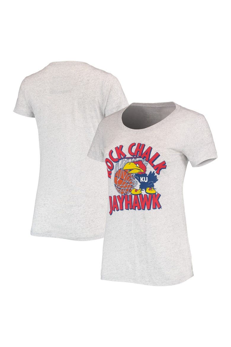 Women's Homefield Ash Kansas Jayhawks Vintage Rock Chalk Tri-Blend T-Shirt, Alternate, color, Ash