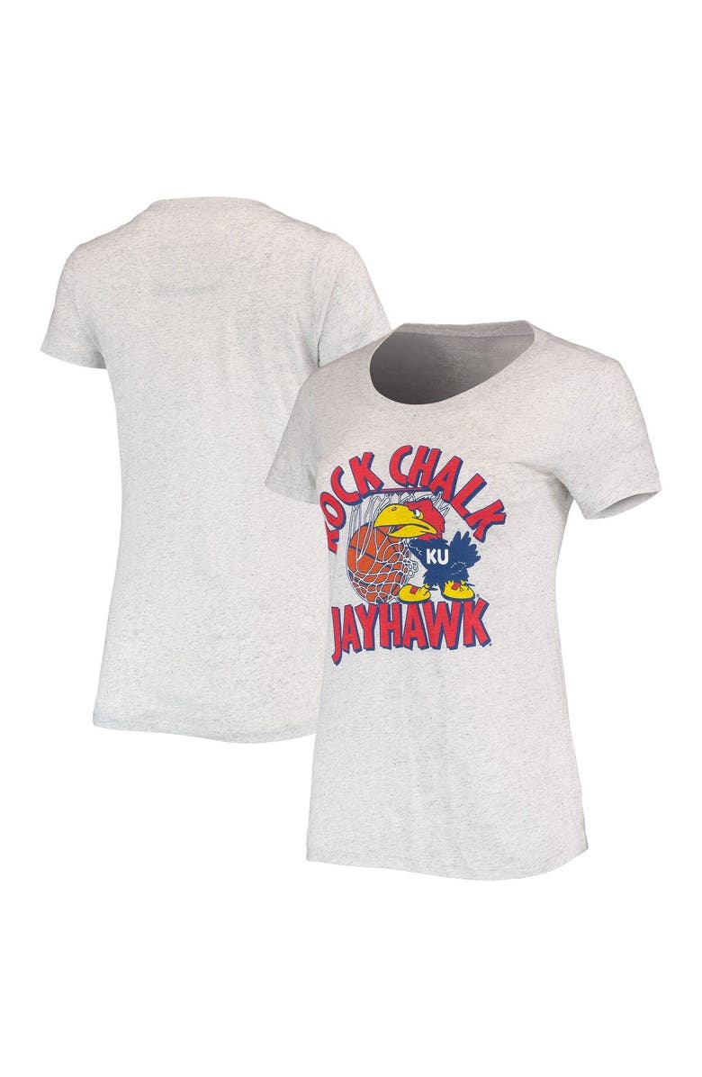 HOMEFIELD Women's Homefield Ash Kansas Jayhawks Vintage Rock Chalk Tri-Blend T-Shirt, Alternate, color,