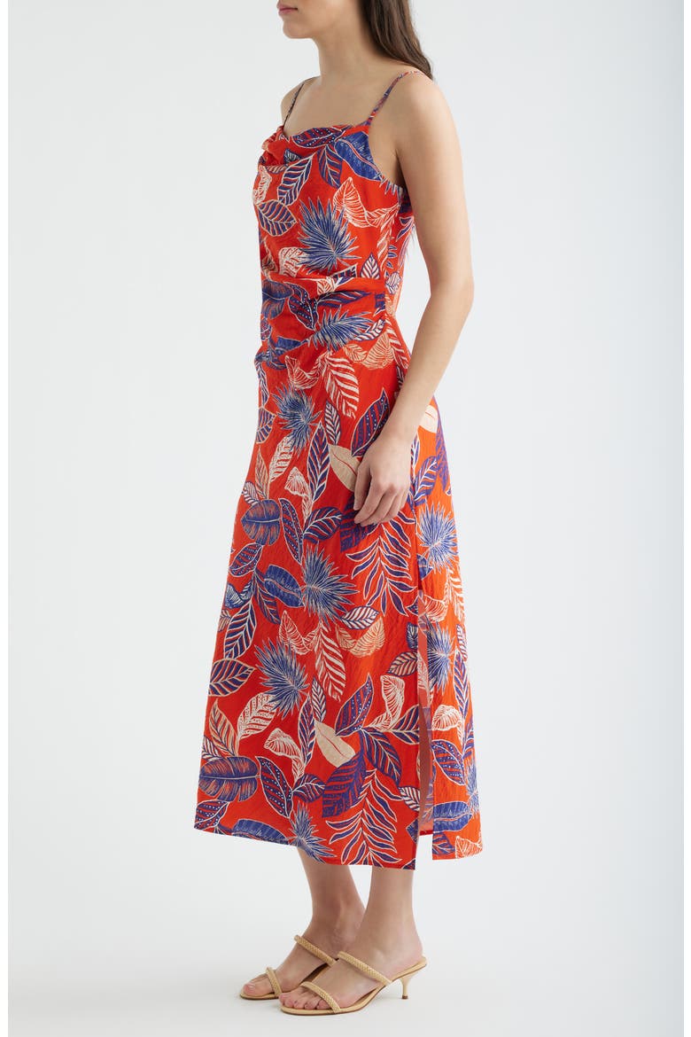 Tropical Print Midi Dress, Alternate, color, TROPICAL ORANGE