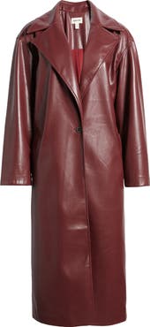 Open Edit Faux Leather Trench Coat | Nordstrom