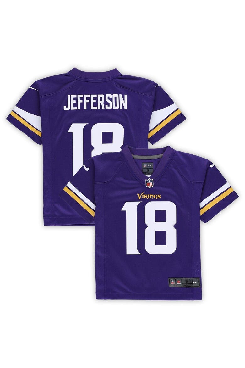Preschool Nike Justin Jefferson Purple Minnesota Vikings Game Jersey, Main, color, Purple