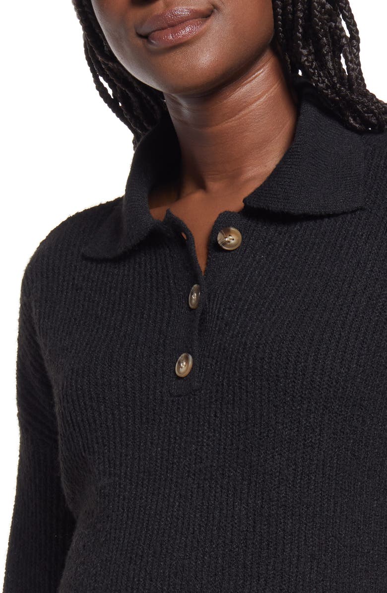 BP. Rib Long Sleeve Polo Sweater, Alternate, color,