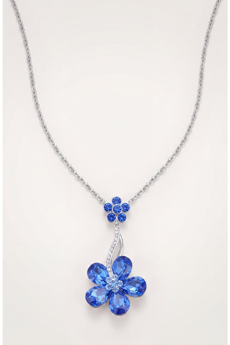 Sapphire Crystal Daisy Flower Pendant Necklace, Alternate, color, Sapphire