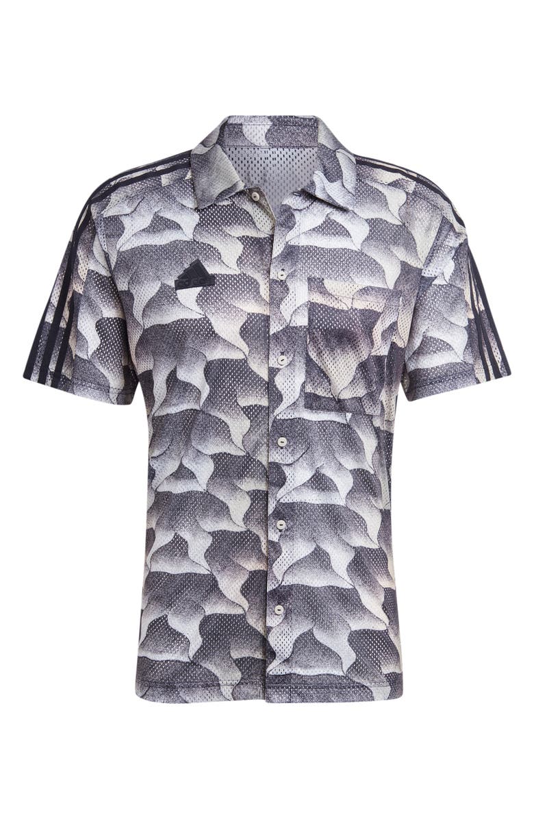 ADIDAS SPORTSWEAR Tiro Print Mesh Short Sleeve Button-Up Shirt, Alternate, color, 