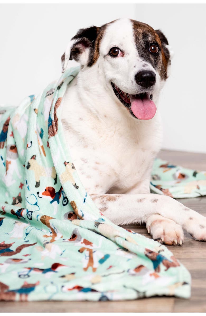 Puppington Pupper Snuggles Throw Blanket, Alternate, color, Seafoam Serenity