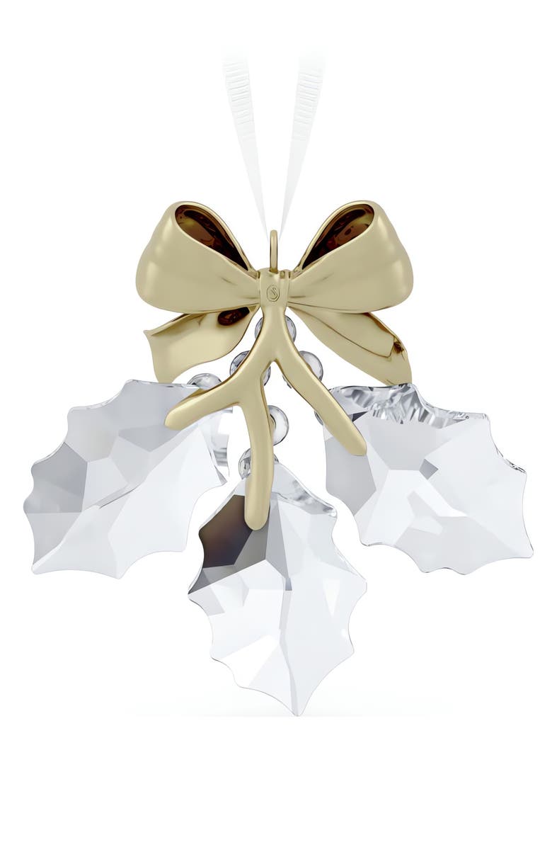 Swarovski Holiday Magic Holly Leaves Crystal Ornament, Alternate, color, Clear / Gold