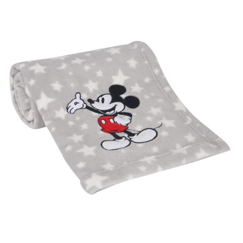 Lambs & Ivy Disney Baby Mickey Mouse Stars Soft Fleece Baby Blanket In Gray