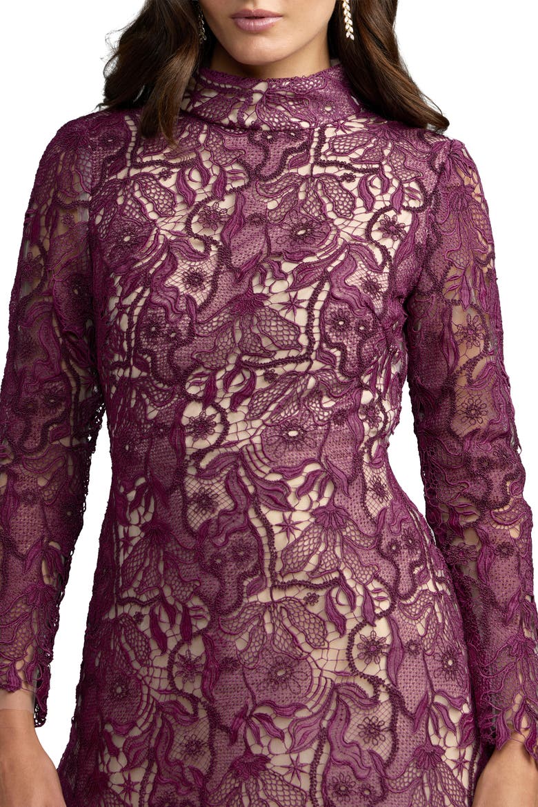 Floral Embroidered Long Sleeve Mini Dress, Alternate, color, Plum