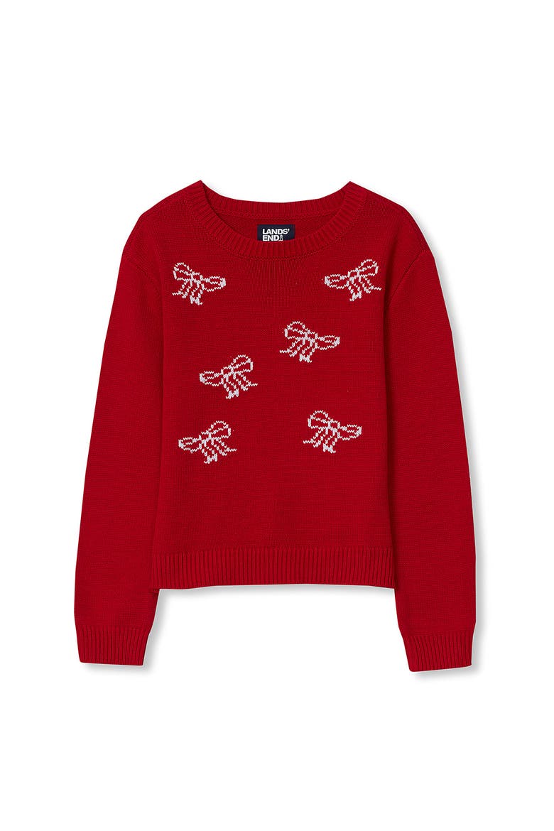 Girls Graphic Sweater, Main, color, Bows/Bright Red