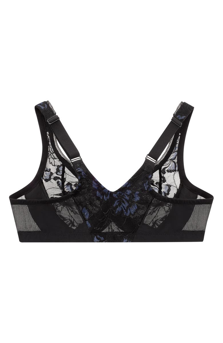 Glamorise WonderWire<sup>®</sup> Front Close Lacy T-Back Underwire Bra, Alternate, color, Black