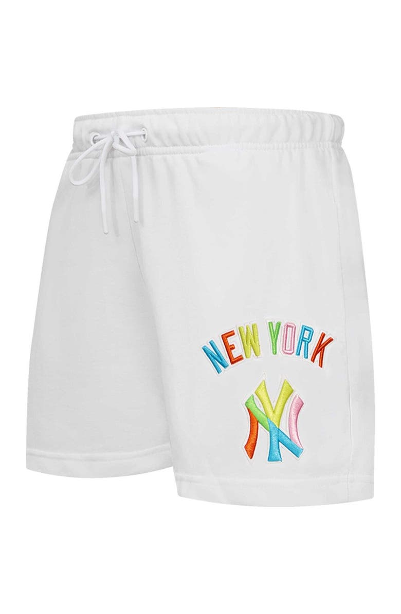 PRO STANDARD Women's Pro Standard  White New York Yankees Washed Neon Shorts, Alternate, color, White